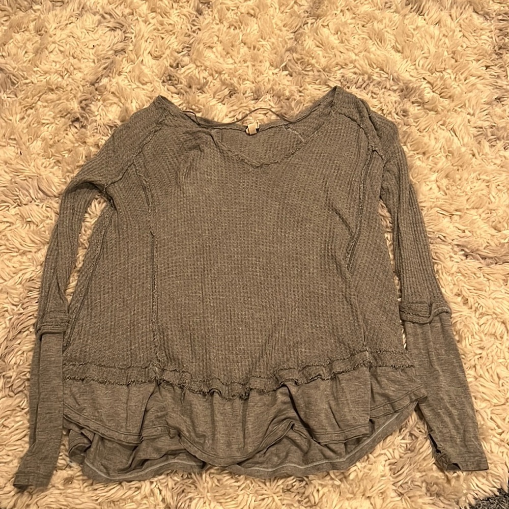 Gray Free People Long Sleeve